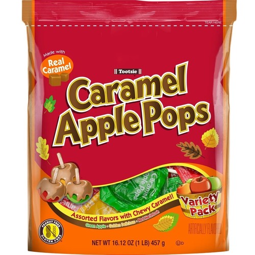 Tootsie ORCHARD Caramelo Manzana Pops Variedad 16.12 OZ Verde, Macintosh y Dorado