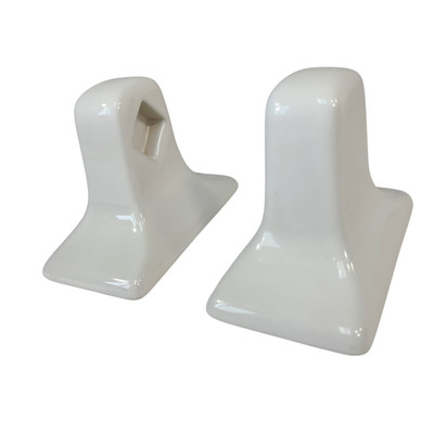 Vintage White Ceramic Towel Bar Rod Rack Post Holders Flat Back Glue over Tile