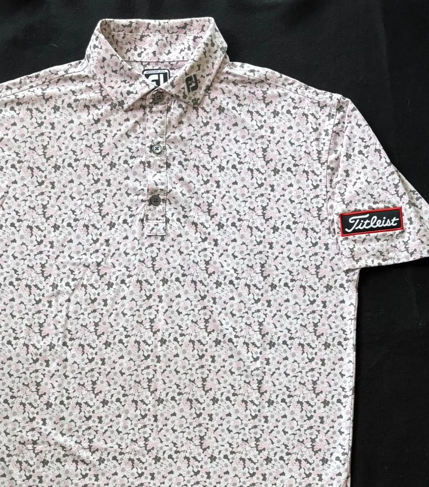 Camisa de golf FootJoy para hombre estampado Lisle Pimrose parche atlético para brazo talla M Foto 4 de 4