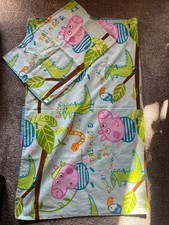 George Pig Toddler Duvet Cover Set Tarzan George and Mr Dinosaur Blue Green
