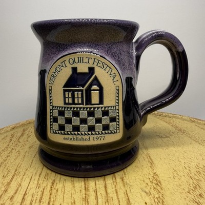 Deneen Pottery Mug Dark Purple Drip Glaze Vermont Quilt Festival 2008