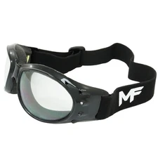 MF Eyewear Vulcan Padded Anti-Fog Motorcycle Goggles Black Frames w/Clear Lens