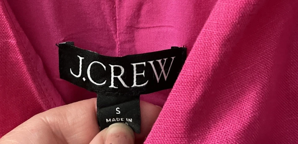Vestido recto para mujer J Crew rosa liso pequeño mezcla de lino sin mangas cuello en V cremallera Foto 3 de 4
