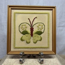 Vintage Framed Butterfly Needlepoint Art - Professional Framing