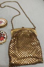 Whiting Davis Gold Mesh Purse Vintage Chainmail Evening Bag USA Mid Century