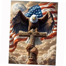 DIY US Flag Independence Day Eagle Cross Diamond Painting Kits for JX0149-US