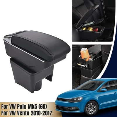 MOMOSUPER2015 For VW Mk5 Polo 6R 2010-2017 2016 Dual Layer Armrest Car Central Storage Box MO