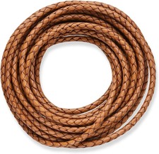 Genuine Leather Cord 5.5 Yards 4mm Round Braided Bolo Strap Brown