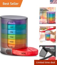 Compact Weekly Pill Dispenser with 7 Color-Coded Compartments - Travel Ready 