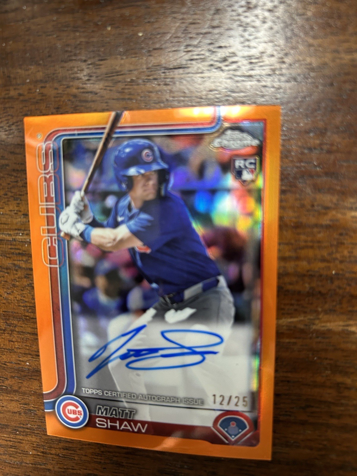 2025 Topps Chrome Matt Shaw RC AUTO True Orange /25 Rookie Card Just Pulled Wow!