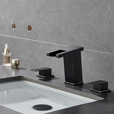 LED Waterfall Bathroom Faucet, Oil Rubbed Bronze, 3 Hole Widespread Design