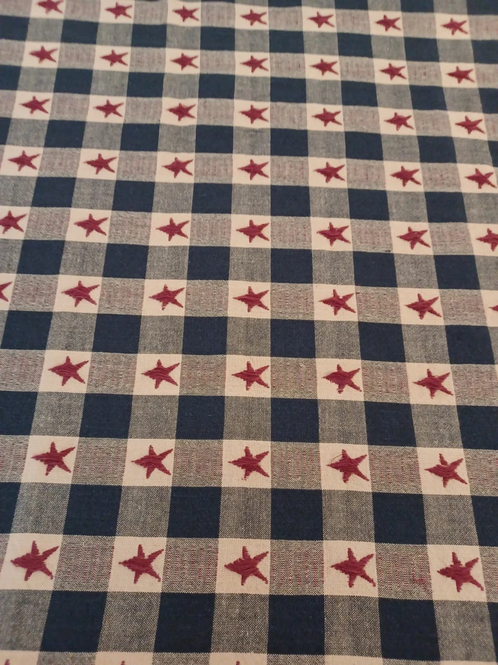 Woven Stars Check Jacquard Fabric, 44" x 32" (.88 yds), Navy/Tan/Burgandy Cotton - Image 3 of 4