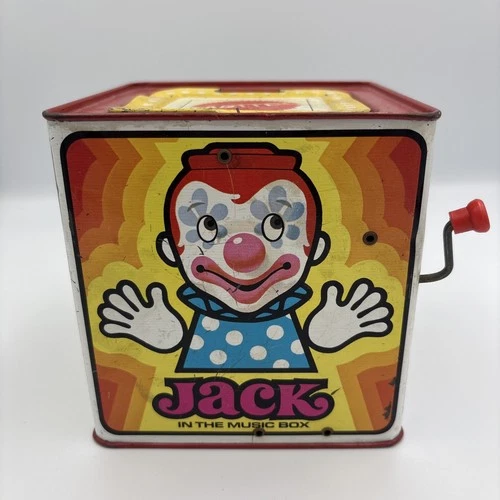 1971 Vintage Mattel Jack In The Music Box Tin Wind-Up Toy - Working Condition