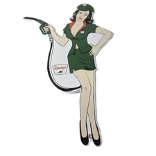 Vintage Sinclair Gasoline Sign - Filling Station Girl Gas Pump Porcelain Sign