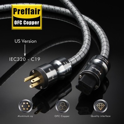  Audio Power Cord IEC C19 Plug Audiophile Gold Plated US EU Power Wire Adapters
