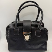 Victorias Secret Black Pebbled Travel Vanity Case Makeup Bag Pink Stitching