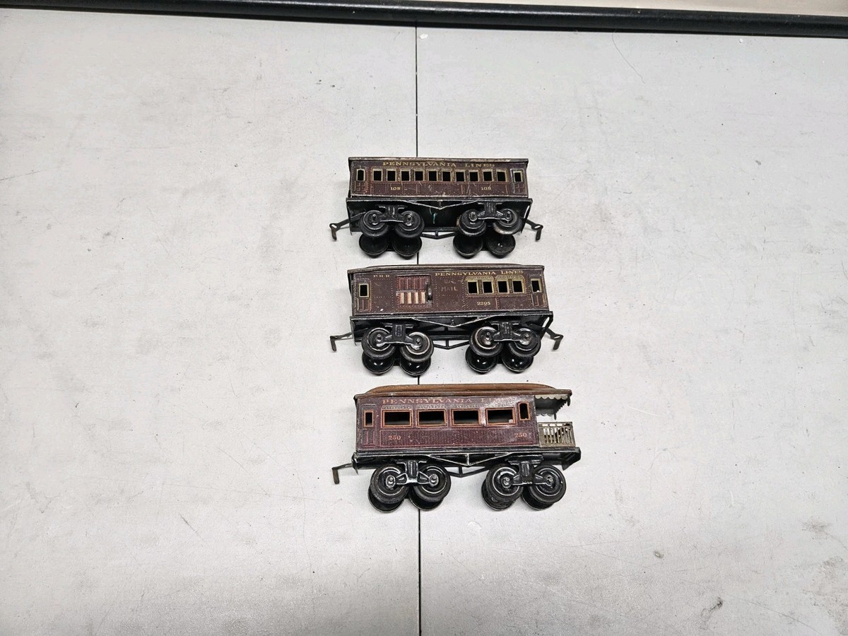 BING WERKE & GEBRUDER BING NURNBERG - O ga. 105, 250, 2395 P.R.R. PASSENGER CARS