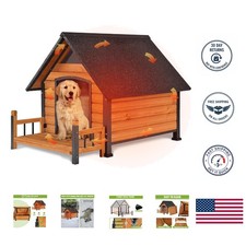 Outdoor Dog House with Insulated Structure and Chew-Resistant Frame 45in