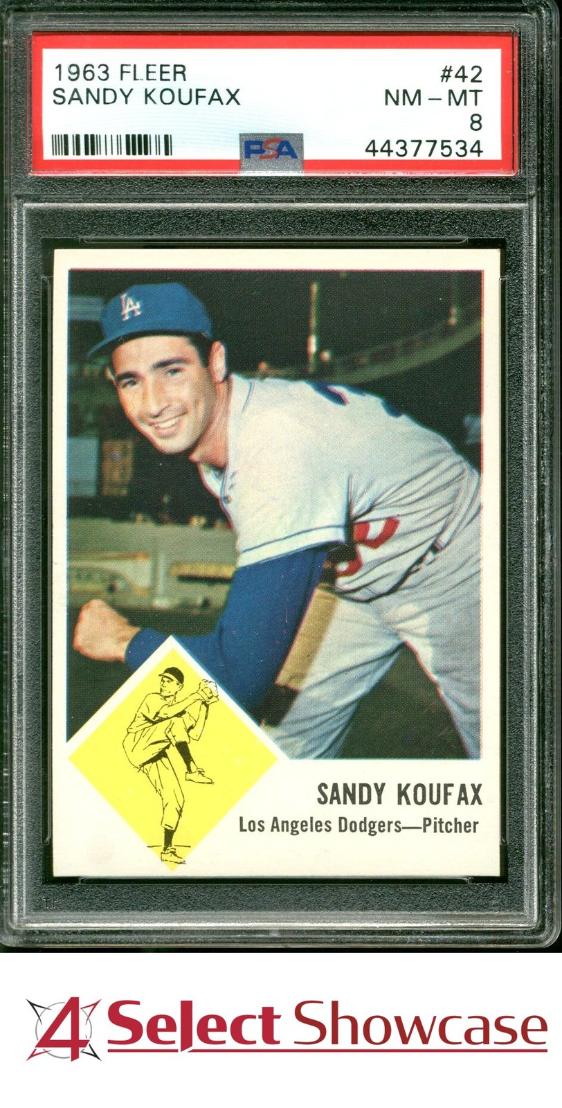1963 FLEER #42 SANDY KOUFAX DODGERS HOF PSA 8