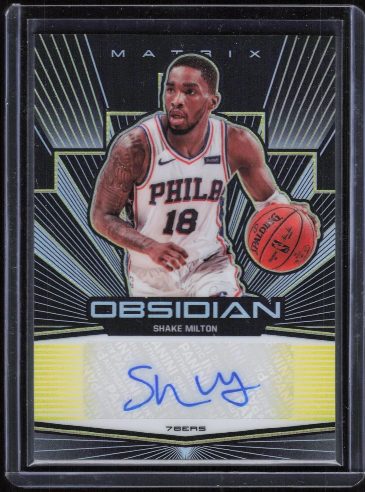 2019-20 Panini Obsidian Shake Milton Autograph Electric Etch Yellow #/10 #MA-SMT