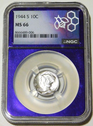 1944-S Mercury Silver Dime - NGC Graded MS66 - Free Shipping - #49-15