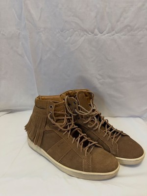 RARE Saint Laurent SL/18H Suede Fringe High Top Sneakers - Size 40