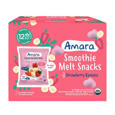Amara Organic Strawberry Banana Smoothie Melts 12 Pack Baby Toddler Fruit Snack