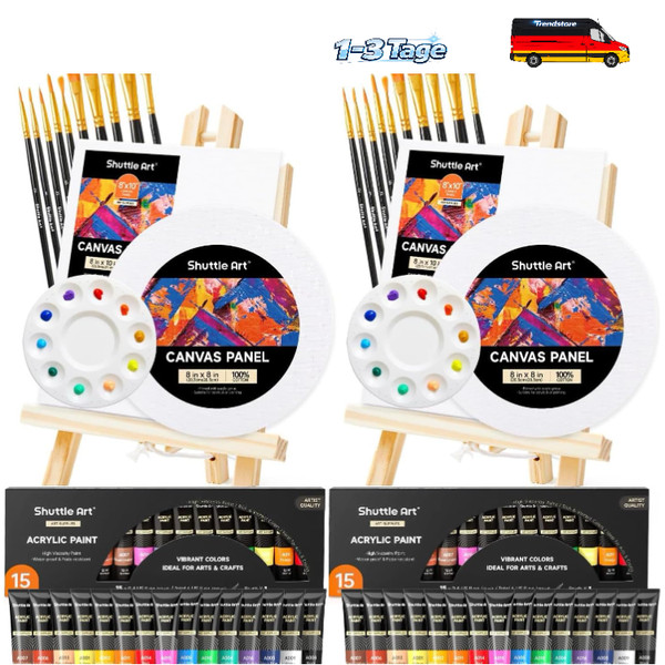 Acrylfarben Set 58 StüCk Malset Mit Staffelei Leinwand-image