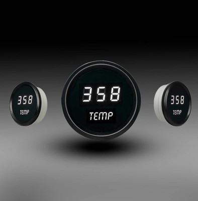 Intellitronix White LED Water Temp Gauge - Black Faceplate With Black Bezel