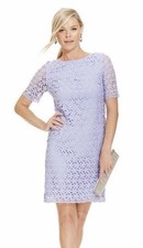 TAHARI by ASL Women's Lilac Purple Floral Lace Overlay Shift Dress Size 4 $148