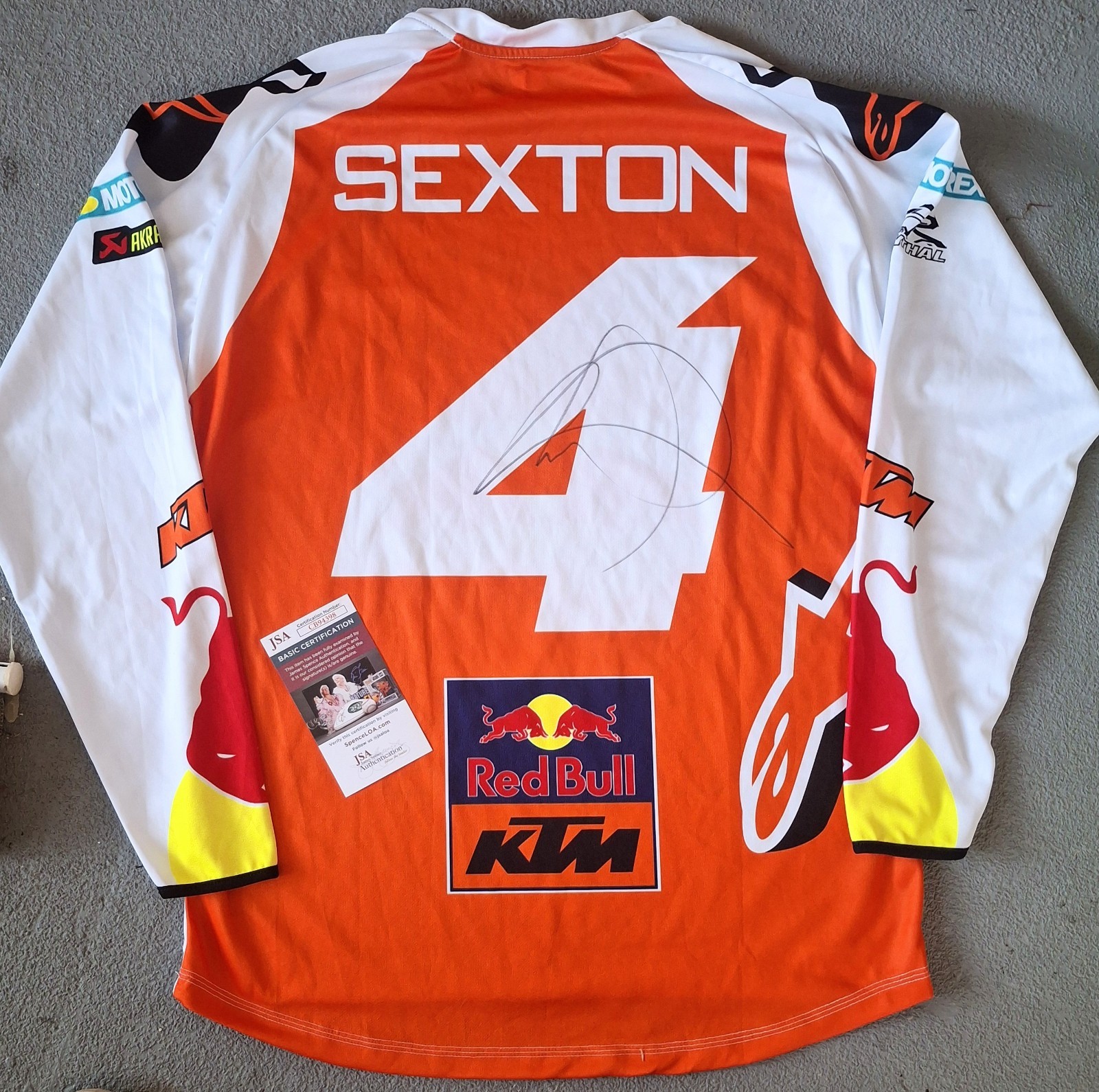 Chase SEXTON #4 Signed KTM Replica Jersey - JSA - Orange 