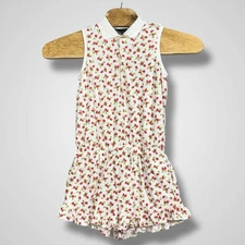 Polo Ralph Lauren Strawberry Girls Ruffle Romper Size XL 16 White Pony