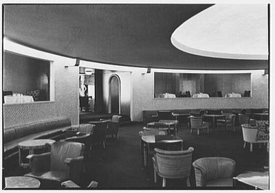 World's Fair, Italian Line restaurant, Italian Building. Bar, cross view toward