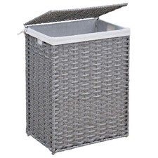 SUPERJARE Handwoven Laundry Hamper, Synthetic Laundry Sorter with Removable L...