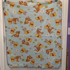 VTG Flannel Blue Disney Winnie The Pooh Tigger Piglet Baby Blanket 33  X 40  