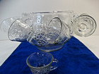 Indiana Glass Celebration Punch Bowl Set Vtg Grape Vine 8 Cups 7 Hangers & Ladle — photo 2