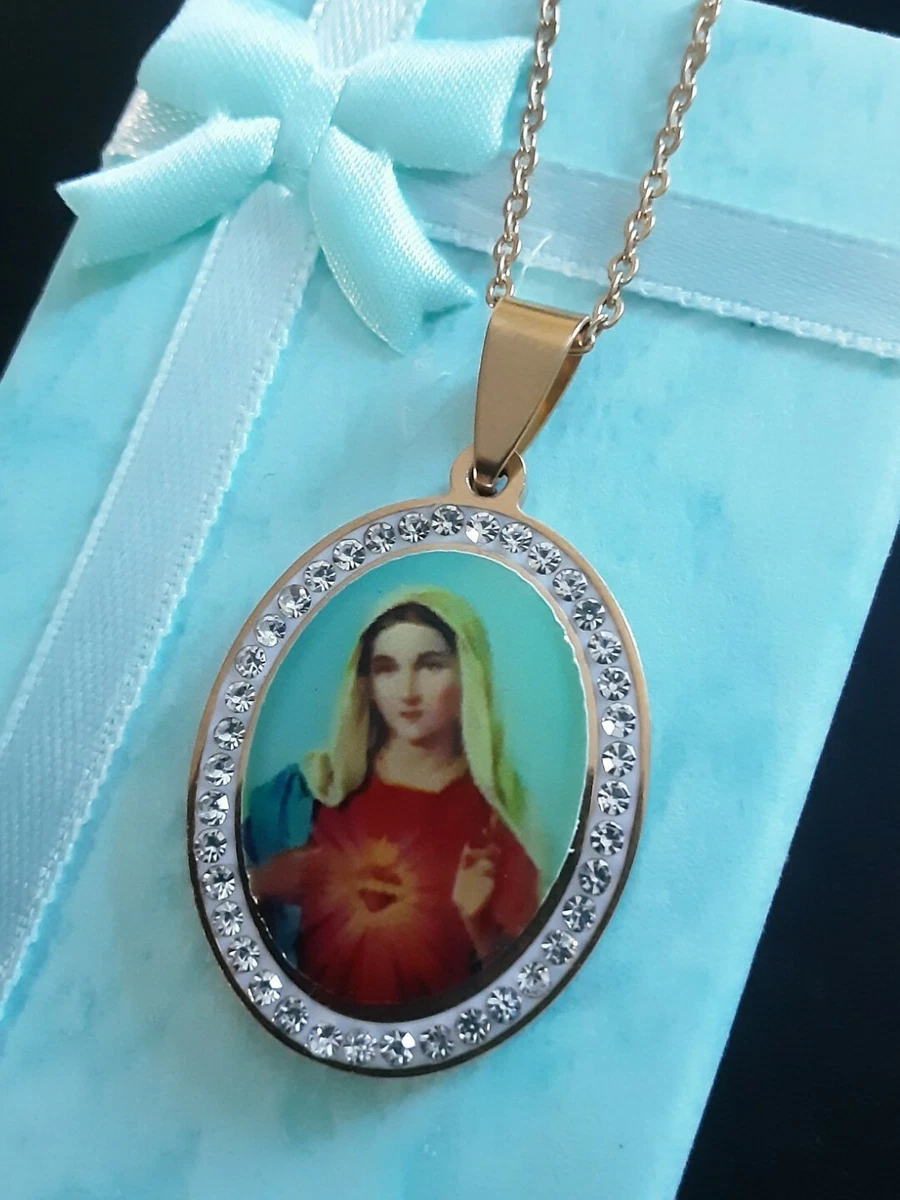 2023 Simple Fashion New Virgin Mary Necklace Our Lady Of Sorrows Pendant  Round Art Photo Jewelry Glass Dome Necklaces Jewelry - AliExpress