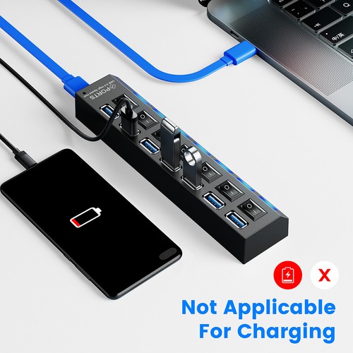 USB 3.0 Hub Verteiler Adapter für Notebook Tablet Phone Laptop Daten Laden PC - Bild 8 von 15