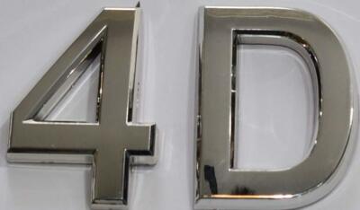 Apartment Number 4D Sign/Mailbox Number Sign,  (Silver,3D,...--REF24-1027