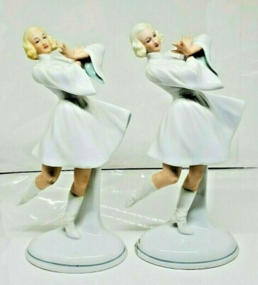 Two Schau Bach Kunst German Porcelain Dancer Figurines Statues Numbered Marked 