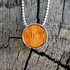 Hawaiian Jewelry Koa Wood Silver Rhodium Plated Brass Slide Pendant BRP1117