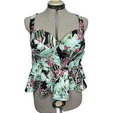 Torrid Vixen Underwire Peplum Push-Up Tankini Tropical Floral Swim Top Size 2x