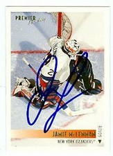 Jamie McLennan autographed hockey card (Islanders) 1994 Topps Premier #143