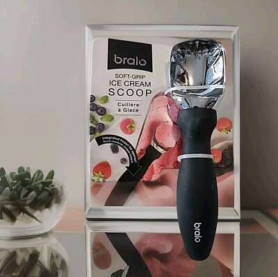 BRALO SOFT GRIP  SOLID  STAINLESS STEEL ICE CREAM SCOOPER 7.5''- BRAND NEW & RARE