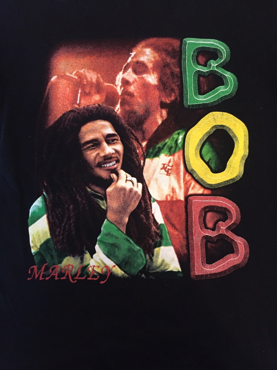 その他 Best smile Bob Marley Reggae Rasta BOYS XL Black Graphic T Shirt Both Sides