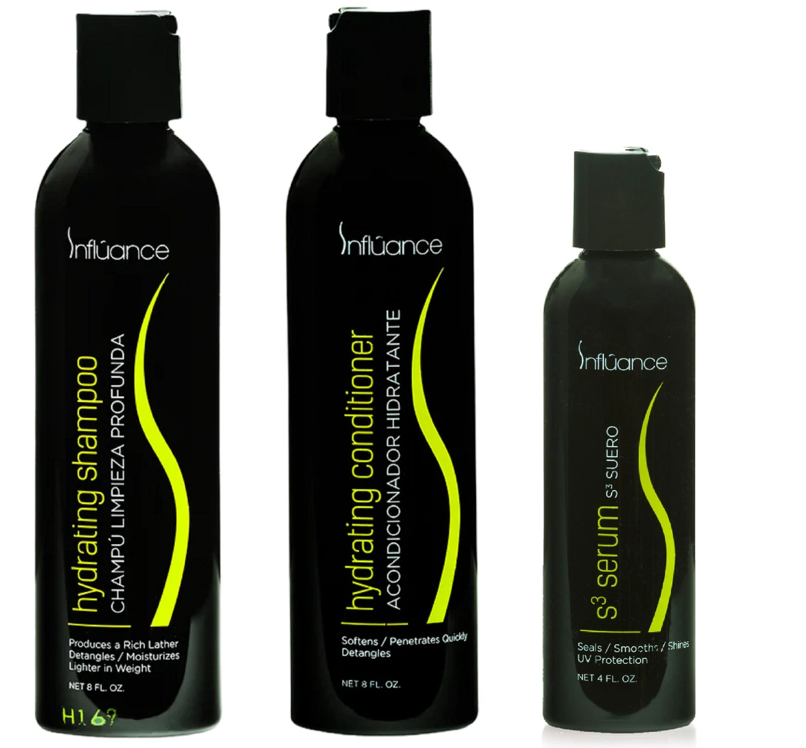 Influance Hydrating Shampoo & Conditioner 8oz with S3 Serum 4 oz