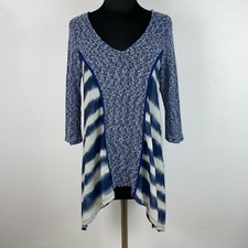 Poeme By Citron Womens M Asymmetric Hem Top Knit Polyester Blend Mix Casual