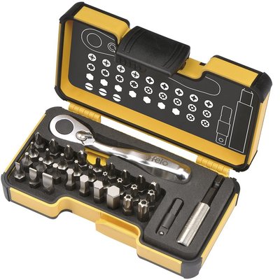 Felo XS 33. Tool Set w/ ratchet, 33 pc, Hex, Torx, Phillips, Pozi, Slotted