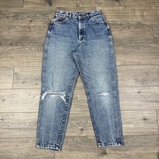 Vintage Lee Jeans Women's 12 PET 28x27 Acid Wash Stonewashed Tapered Mom Jeans