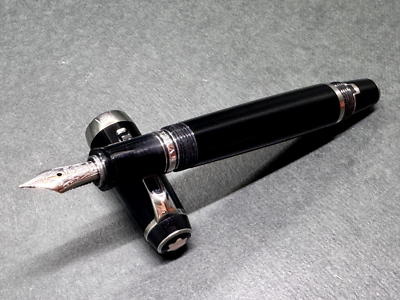 新品 正規品 MONTBLANC Boheme Noir 万年筆 EF・極細 N-MINT] MONTBLANC BOHEME NOIR Fountain Pen Retractable-nib 14K 585